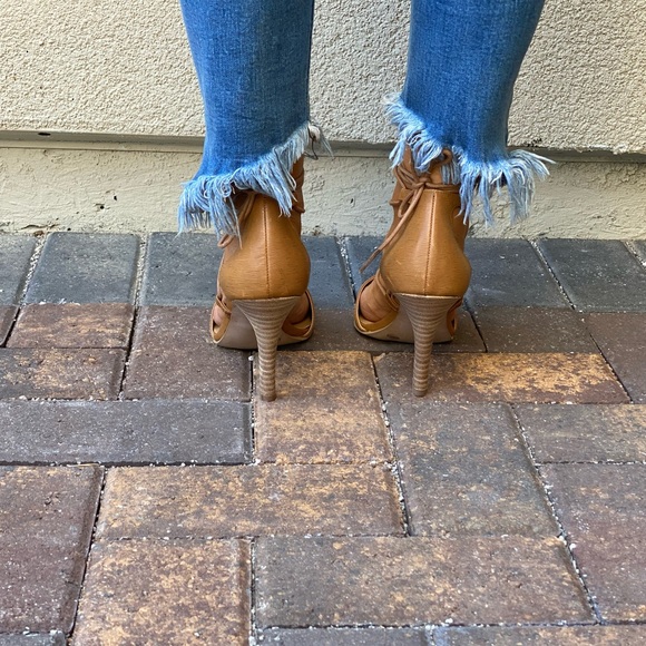 Genuine Leather Ankle Wrap Pointed Stiletto Pump - Picture 8 of 9